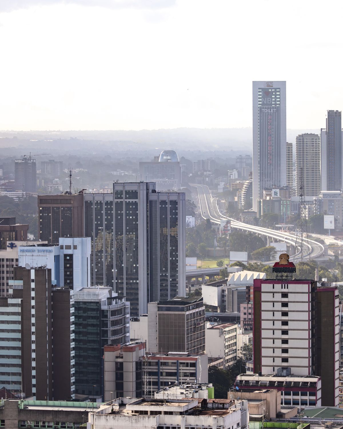Nairobi central business district skyline seen from above